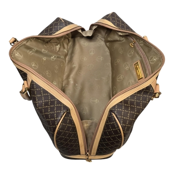 LA TOUR  EIFFEL Signature Brown Carry On Duffel Dome Traveler Canvas Leather - Picture 14 of 16